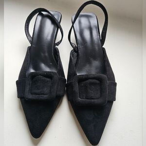 TRÏBE Kitten Heel Black Slingback Dress Shoes Size 9 NWOT